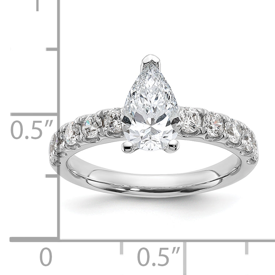 14k White Gold 1 3/4 carat Certified Lab Grown Diamond VS+ F+ Pear Complete Engagement Ring