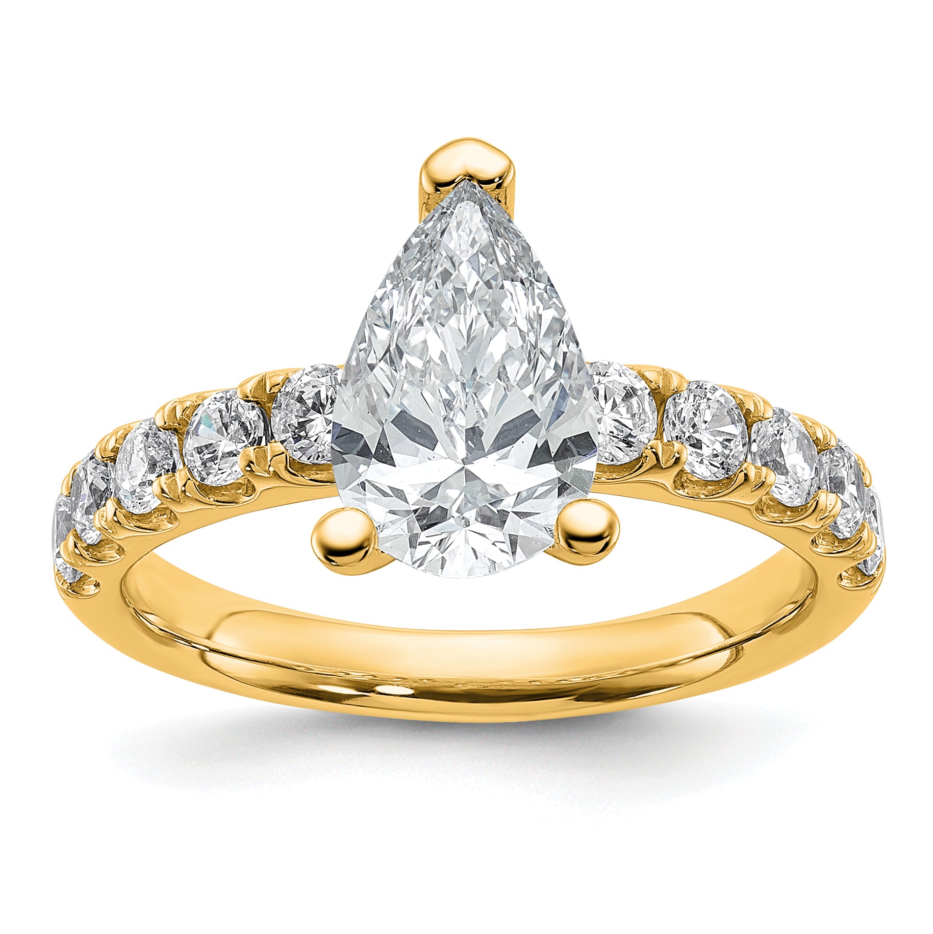 14k 2 1/5 carat Certified Lab Grown Diamond VS+ F+ Pear Complete Engagement Ring
