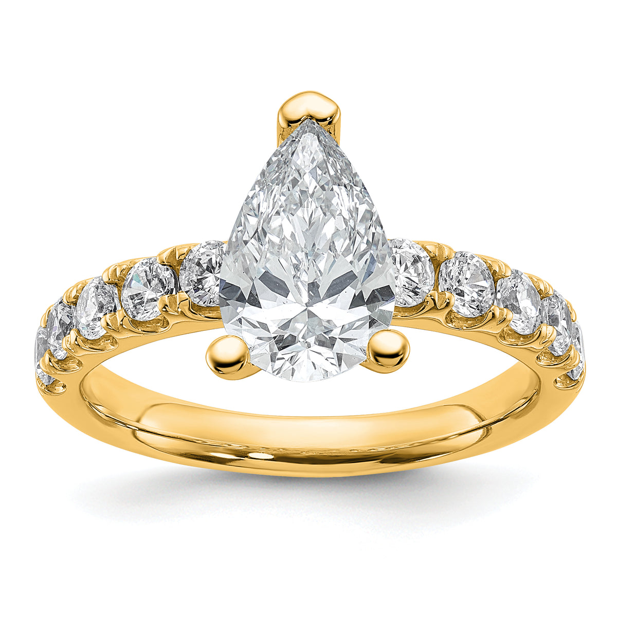 14k 2 1/5 carat Certified Lab Grown Diamond VS+ F+ Pear Complete Engagement Ring