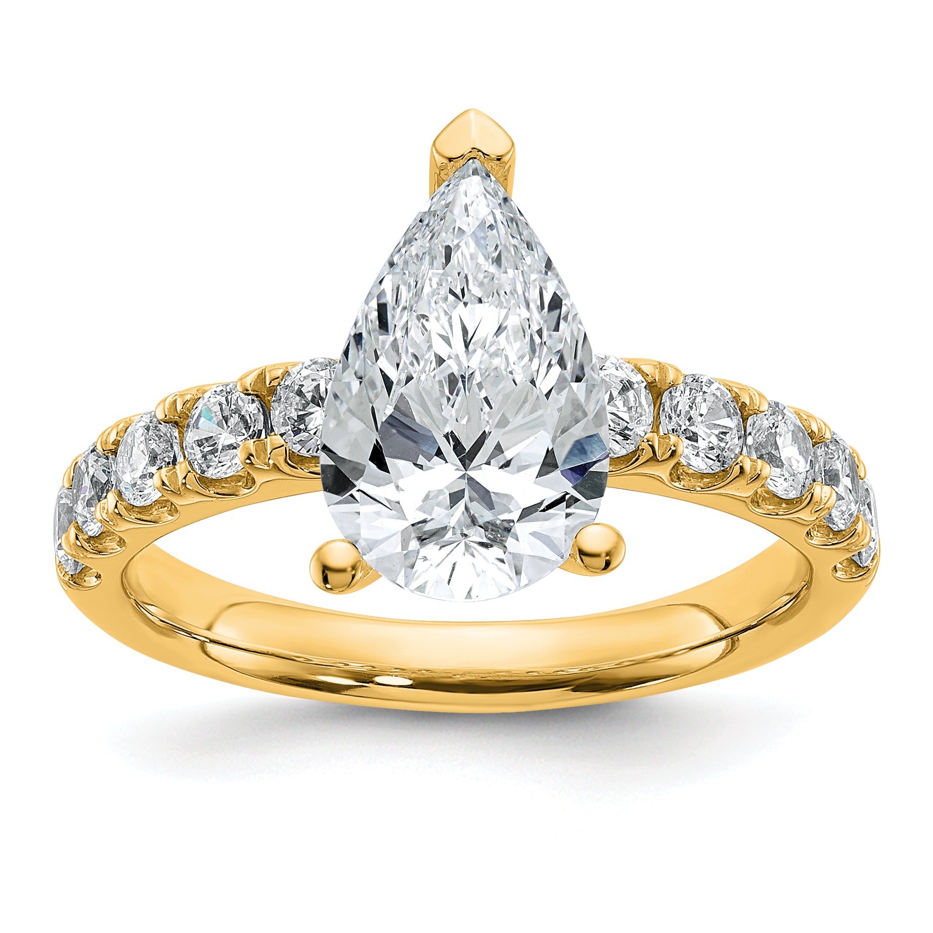 14k 3 3/4 carat Certified Lab Grown Diamond VS+ F+ Pear Complete Engagement Ring Main image