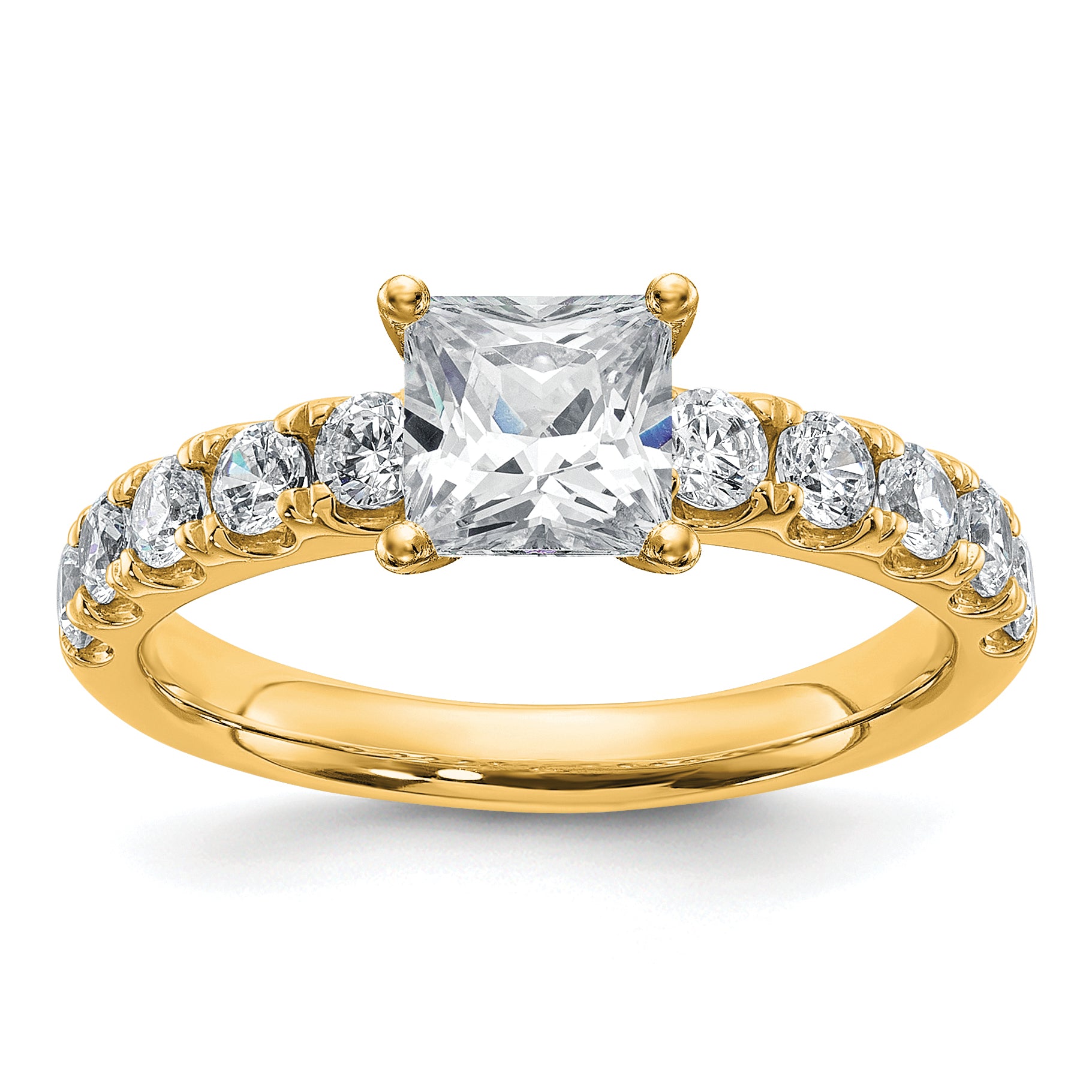 14k Certified 1 3/4 carat Lab Grown Diamond VS+ F+ Princess Complete Engagement Ring Main image