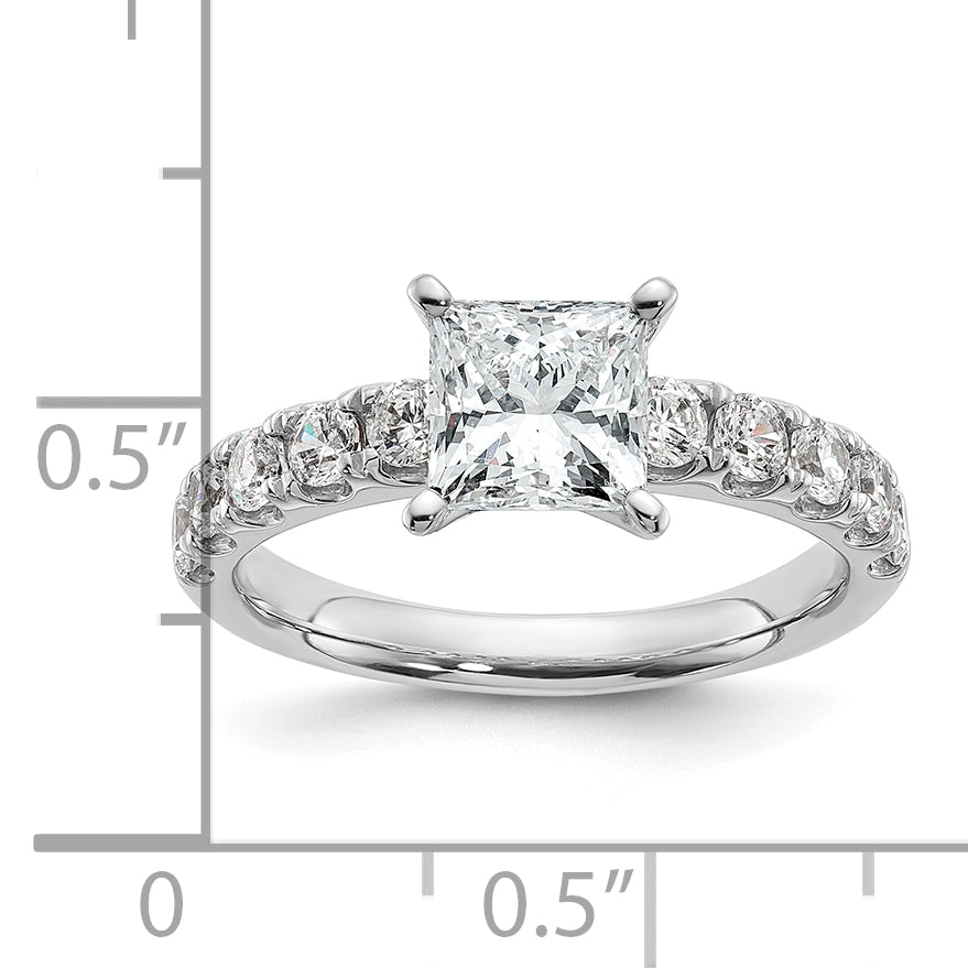 14k White Gold Certified 2 1/5 carat Lab Grown Diamond VS+ F+ Princess Complete Engagement Ring Secondary image