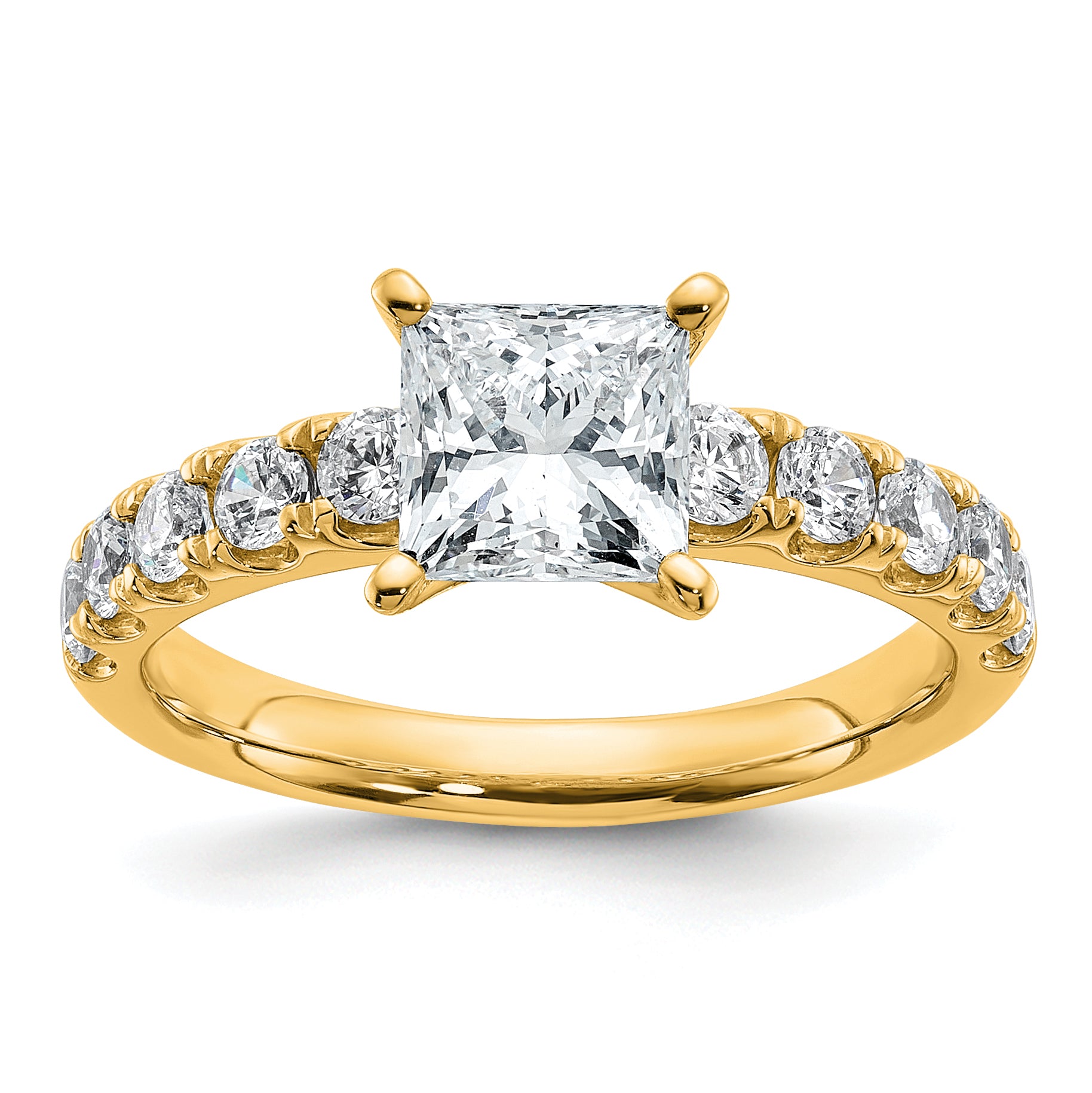 14k Certified 2 1/5 carat Lab Grown Diamond VS+ F+ Princess Complete Engagement Ring