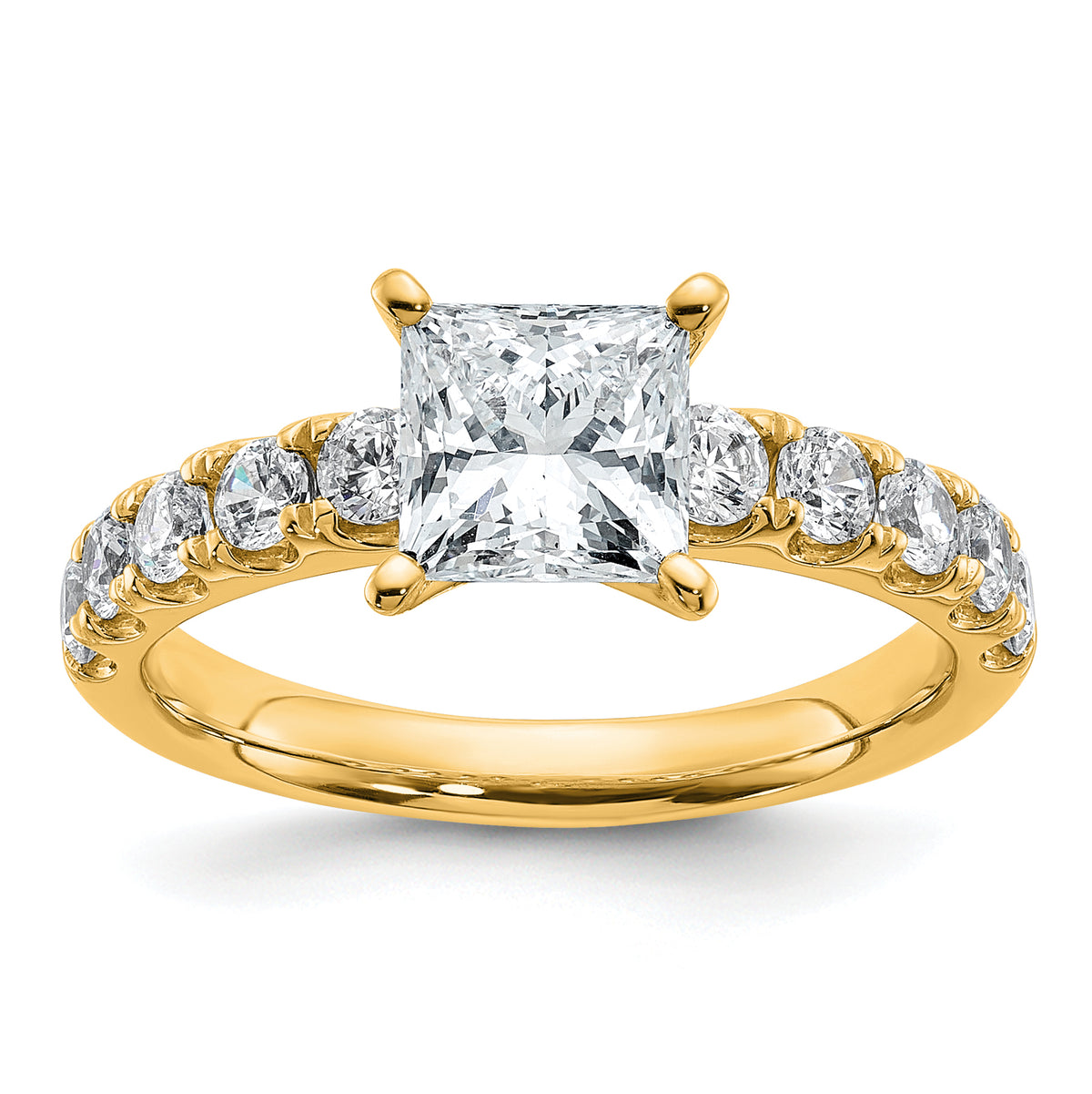 14k Certified 2 1/5 carat Lab Grown Diamond VS+ F+ Princess Complete Engagement Ring
