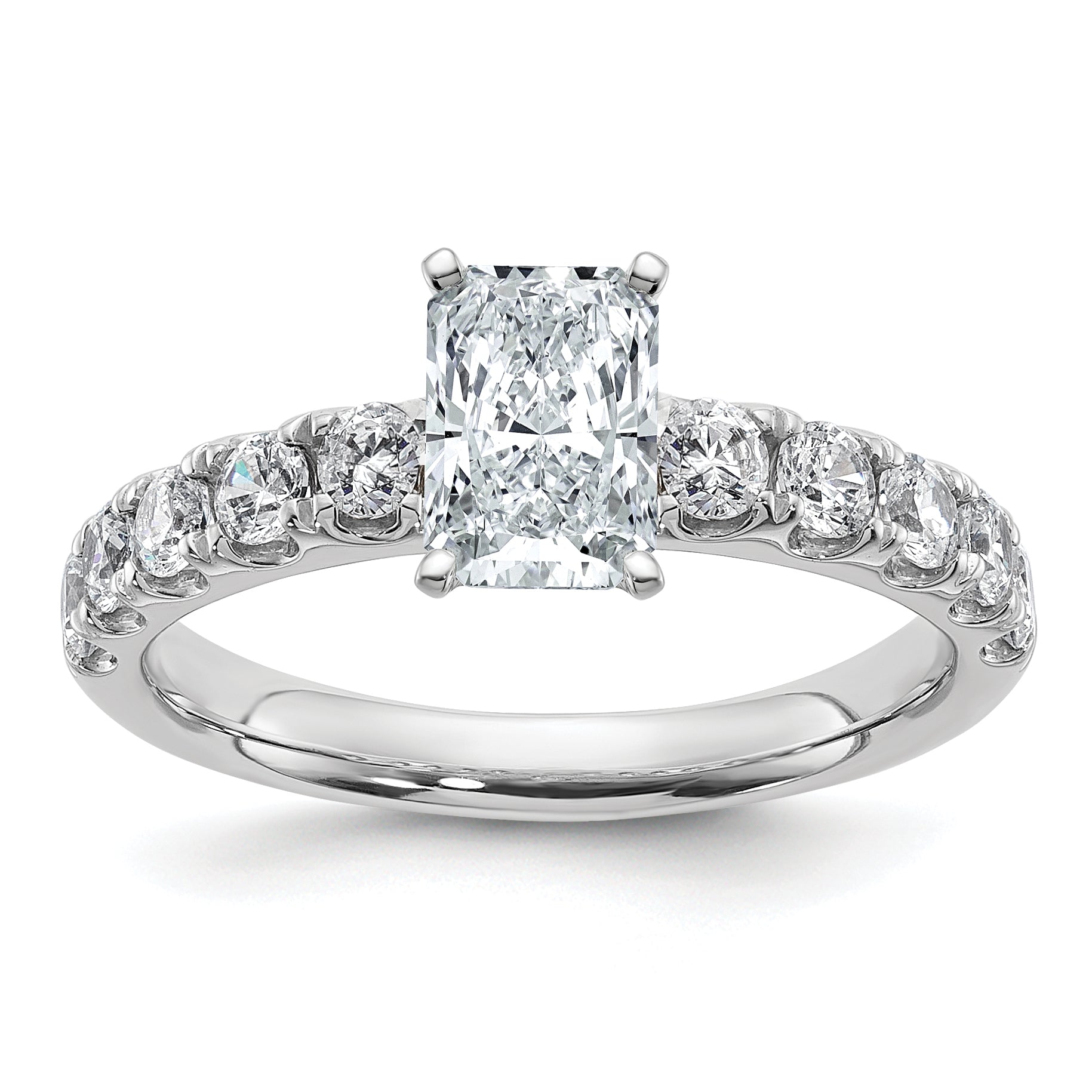 14k White Gold 1 3/4 carat Certified Lab Grown Diamond VS+ F+ Radiant Complete Engagement Ring Main image