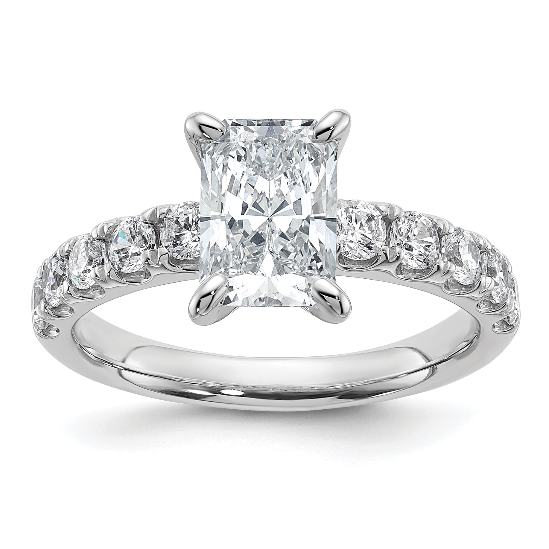 14k White Gold 2 1/5 carat Certified Lab Grown Diamond VS+ F+ Radiant Complete Engagement Ring Main image