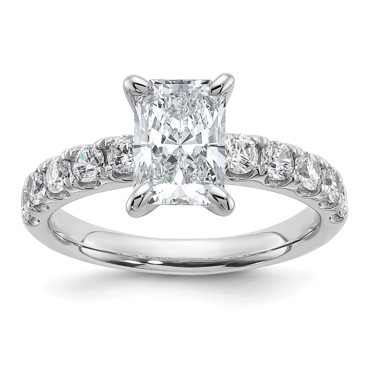 14k White Gold 2 1/5 carat Certified Lab Grown Diamond VS+ F+ Radiant Complete Engagement Ring