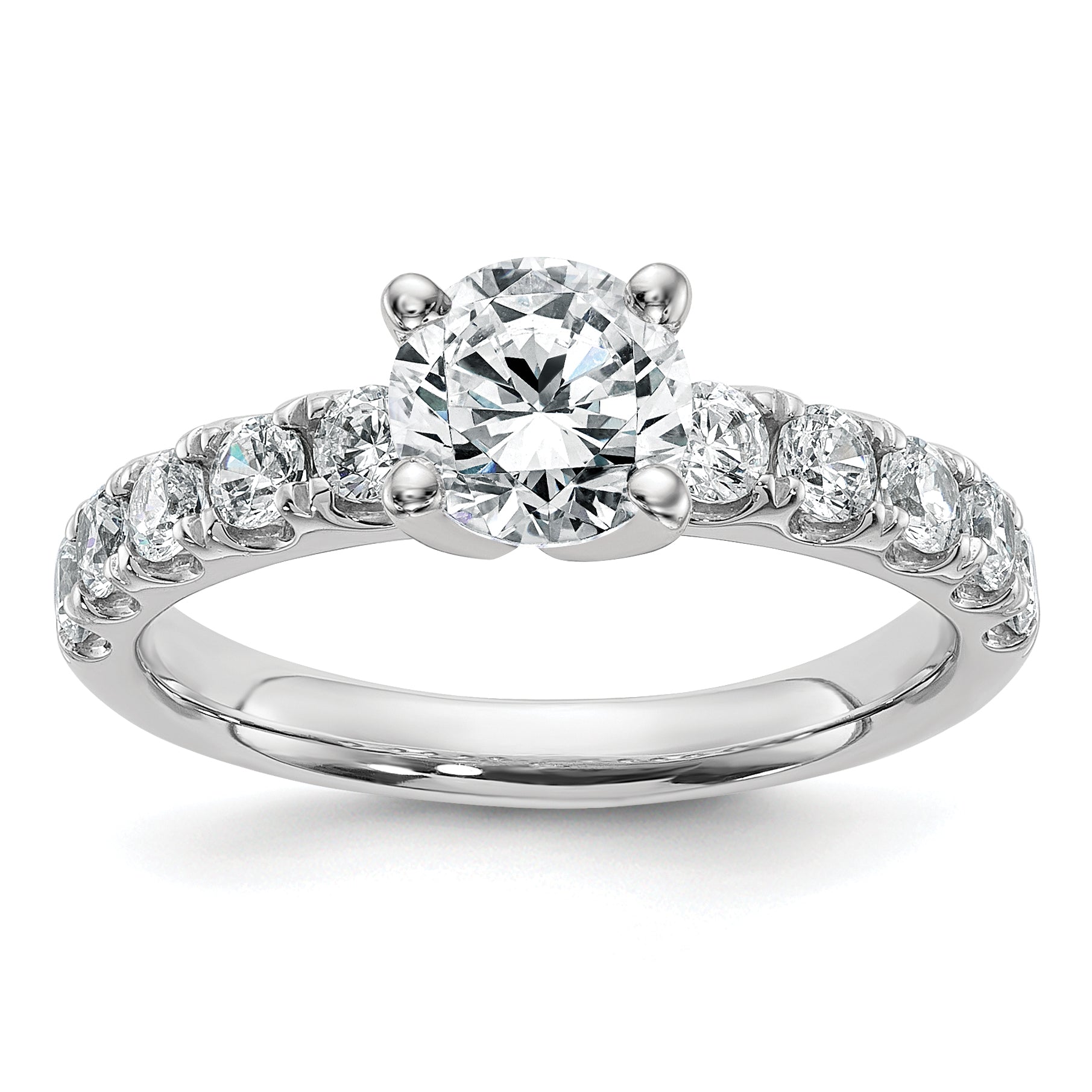 14k White Gold Certified 1 5/8 carat Lab Grown Diamond VS+ F+ Round Complete Engagement Ring Main image