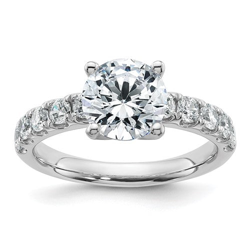 Pave Round Lab-Grown Diamond Engagement Ring in 14K White Gold (2 3/4 ct. tw.), Size 7 - Sophia Jewelers