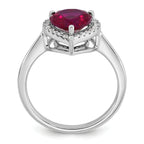 14k White Gold 1/6 carat Lab Grown Diamond VS+ F+ and Natural Ruby Heart Ring