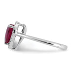 14k White Gold 1/6 carat Lab Grown Diamond VS+ F+ and Natural Ruby Heart Ring
