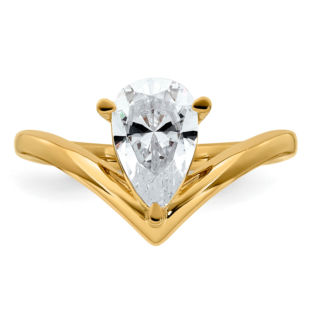 14ky Pear Certified Lab Grown VS/SI+ G+ Complete Diamond Ring
