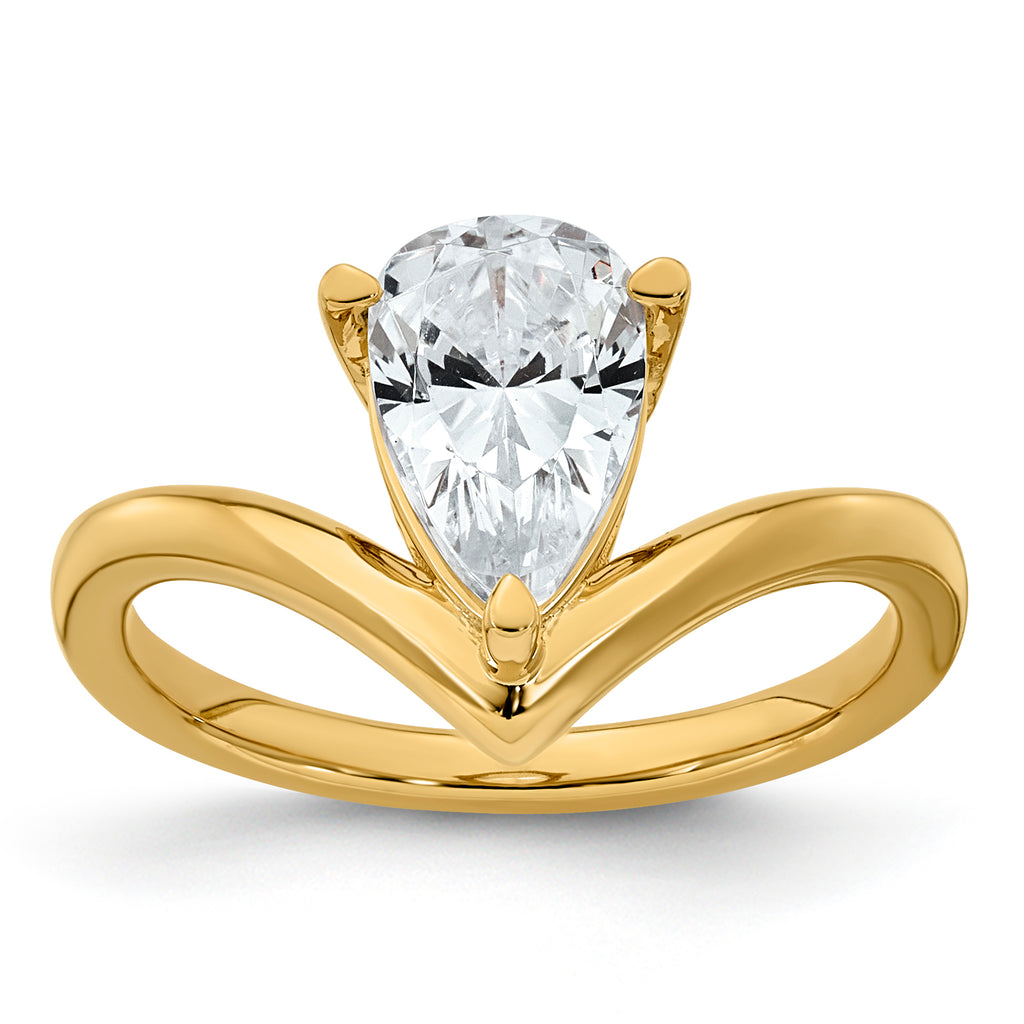 14ky Pear Certified Lab Grown VS/SI+ G+ Complete Diamond Ring