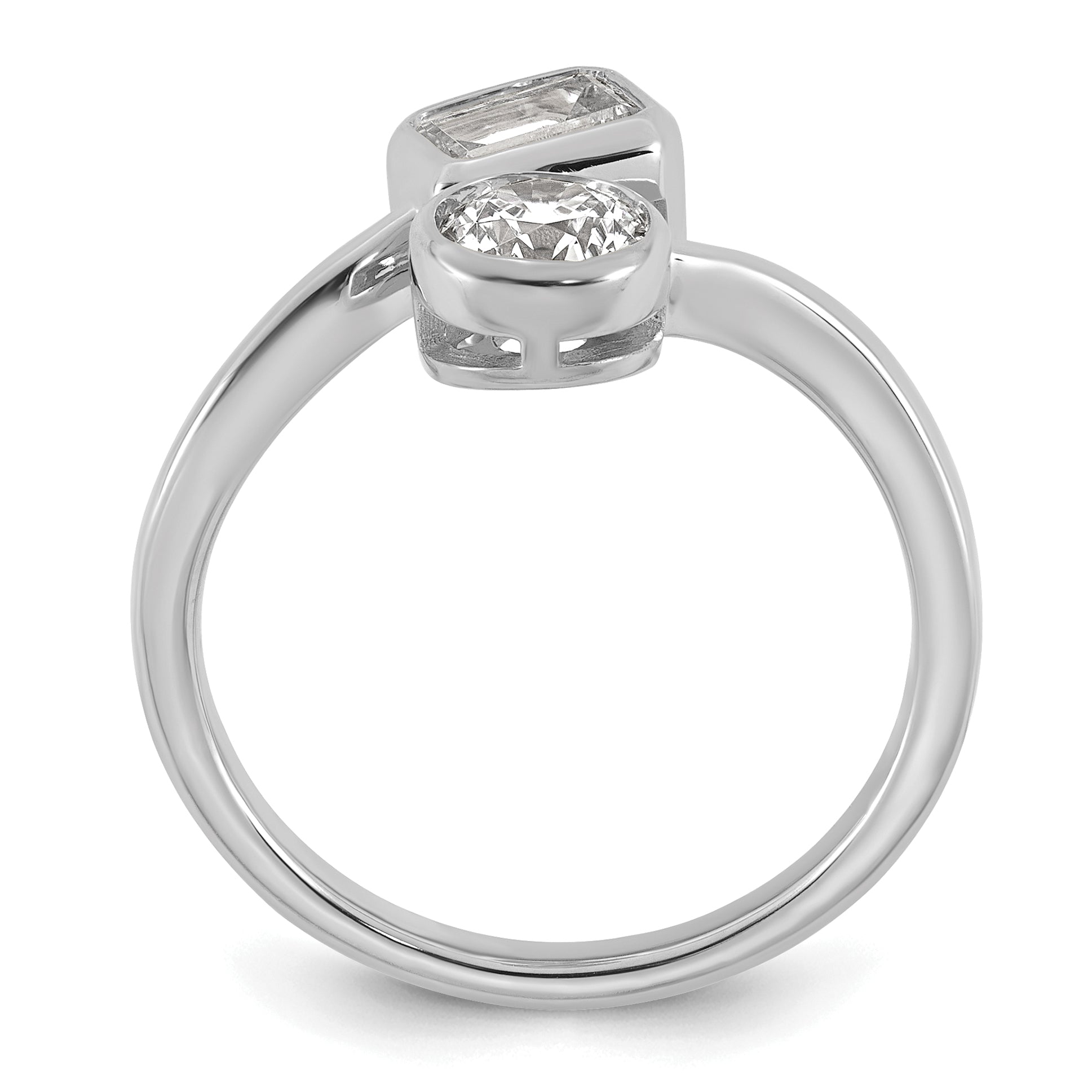 14k White Gold 1 carat Lab Grown Diamond VS+ F+ Complete Two Stone Bezel Set Fashion Ring Secondary image