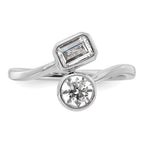 14k White Gold 1 carat Lab Grown Diamond VS+ F+ Complete Two Stone Bezel Set Fashion Ring