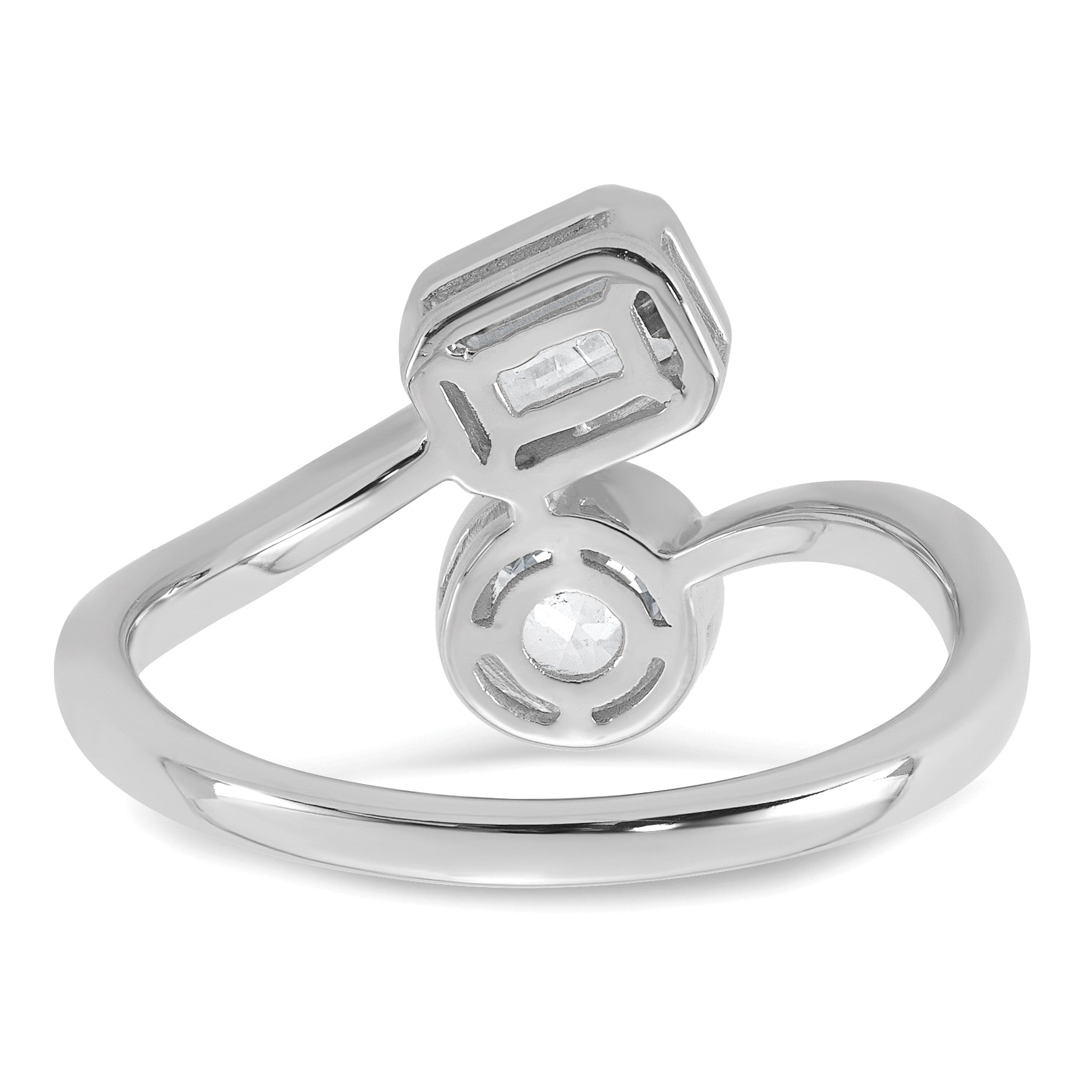 14k White Gold 1 carat Lab Grown Diamond VS+ F+ Complete Two Stone Bezel Set Fashion Ring