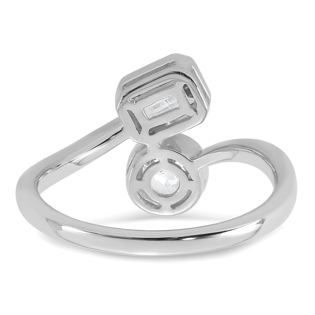 14k White Gold 1 carat Lab Grown Diamond VS+ F+ Complete Two Stone Bezel Set Fashion Ring
