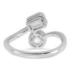 14k White Gold 1 carat Lab Grown Diamond VS+ F+ Complete Two Stone Bezel Set Fashion Ring