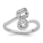 14k White Gold 1 carat Lab Grown Diamond VS+ F+ Complete Two Stone Bezel Set Fashion Ring
