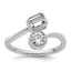 14k White Gold 1 carat Lab Grown Diamond VS+ F+ Complete Two Stone Bezel Set Fashion Ring