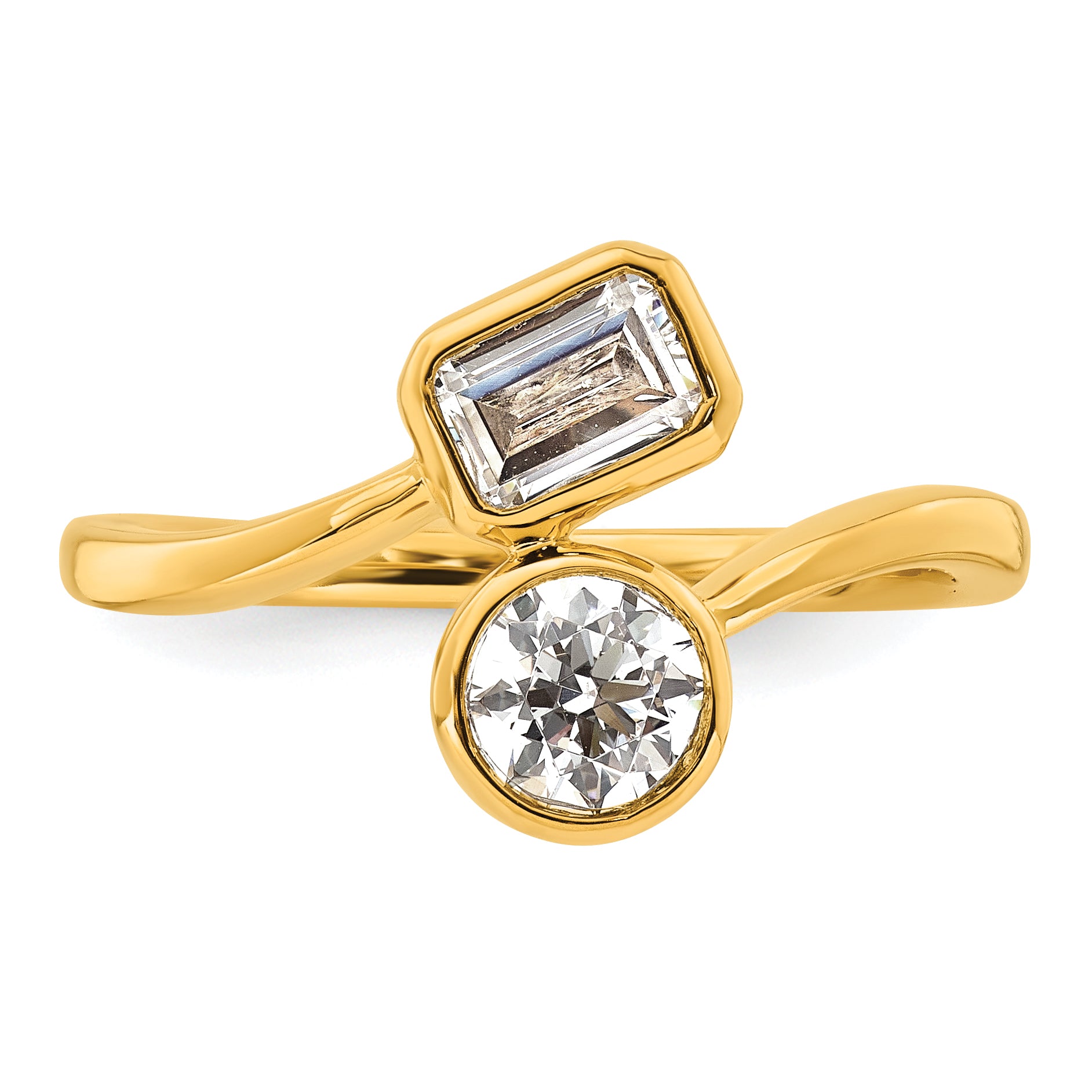 14k 1 carat Lab Grown Diamond VS+ F+ Complete Two Stone Bezel Set Fashion Ring