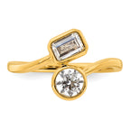 14k 1 carat Lab Grown Diamond VS+ F+ Complete Two Stone Bezel Set Fashion Ring