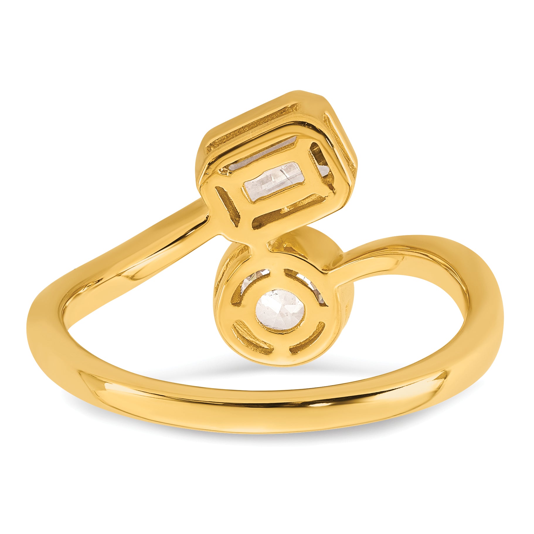 14k 1 carat Lab Grown Diamond VS+ F+ Complete Two Stone Bezel Set Fashion Ring