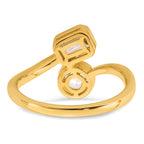 14k 1 carat Lab Grown Diamond VS+ F+ Complete Two Stone Bezel Set Fashion Ring