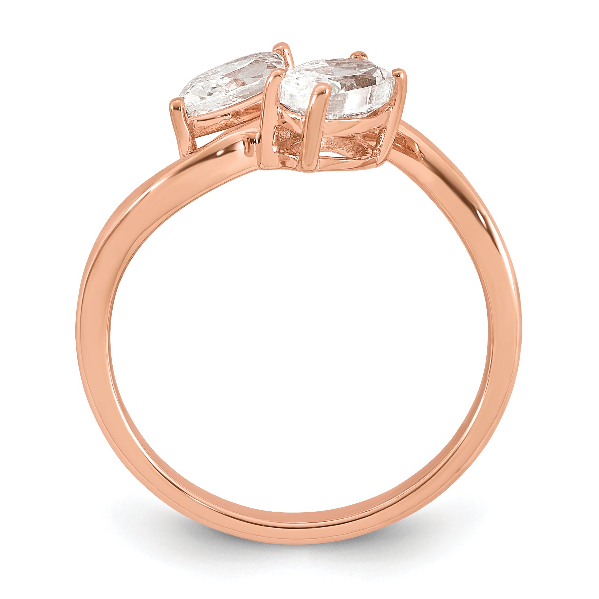 14k Rose Gold 1 carat Lab Grown Diamond VS+ F+ Complete Two Stone Fashion Ring