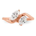 14k Rose Gold 1 carat Lab Grown Diamond VS+ F+ Complete Two Stone Fashion Ring