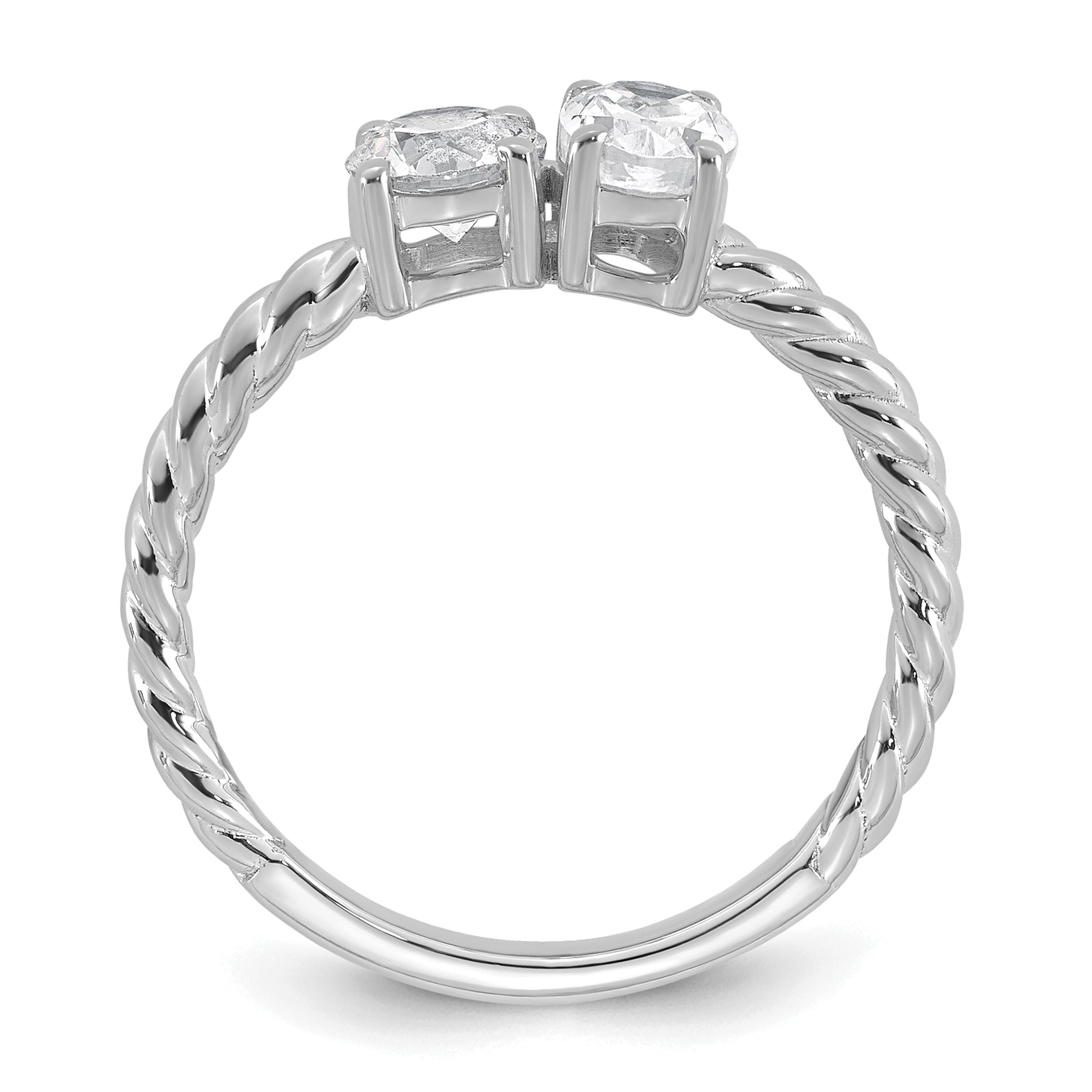 14k White Gold 1 carat Lab Grown Diamond VS+ F+ Complete Two Stone Fashion Ring Secondary image