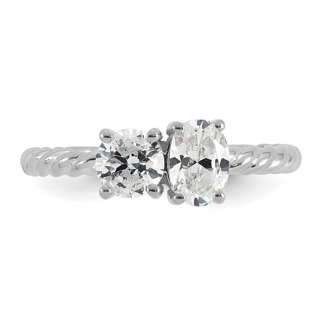 14k White Gold 1 carat Lab Grown Diamond VS+ F+ Complete Two Stone Fashion Ring