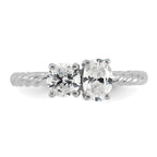 14k White Gold 1 carat Lab Grown Diamond VS+ F+ Complete Two Stone Fashion Ring