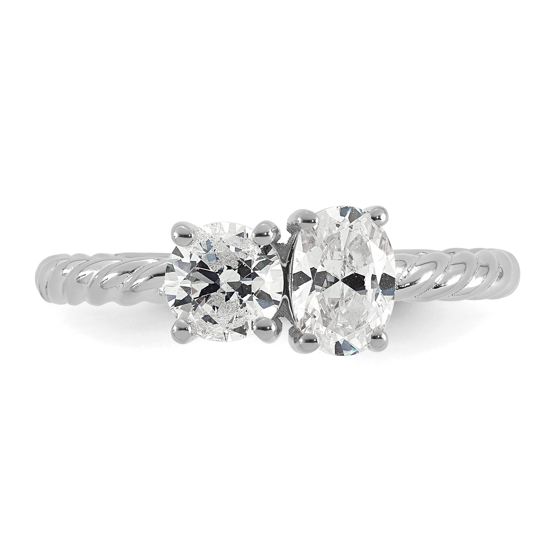 14k White Gold 1 carat Lab Grown Diamond VS+ F+ Complete Two Stone Fashion Ring