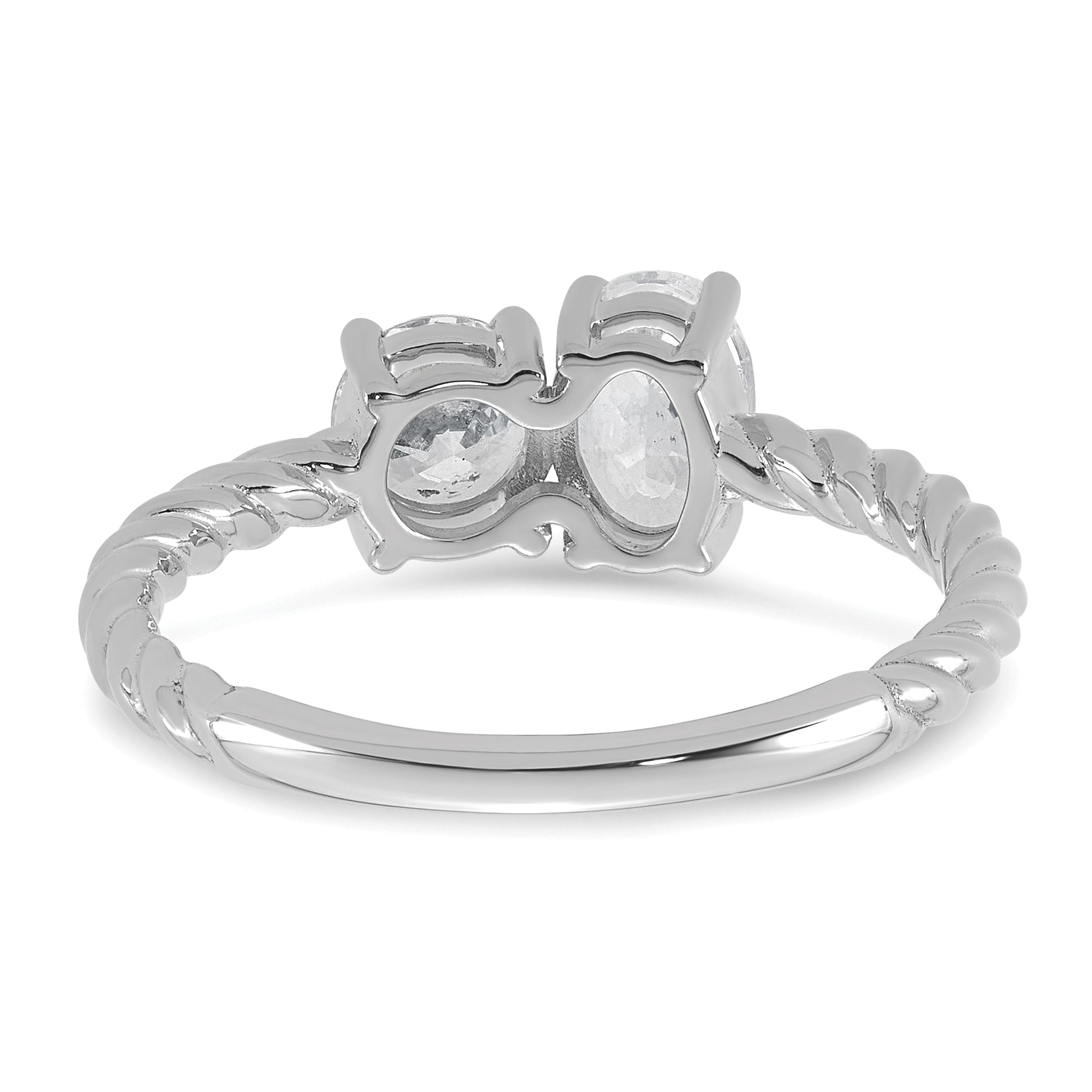 14k White Gold 1 carat Lab Grown Diamond VS+ F+ Complete Two Stone Fashion Ring