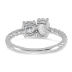 14k White Gold 1 carat Lab Grown Diamond VS+ F+ Complete Two Stone Fashion Ring