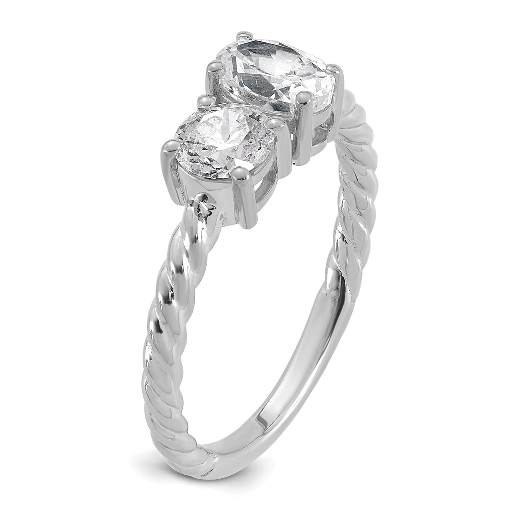 14k White Gold 1 carat Lab Grown Diamond VS+ F+ Complete Two Stone Fashion Ring