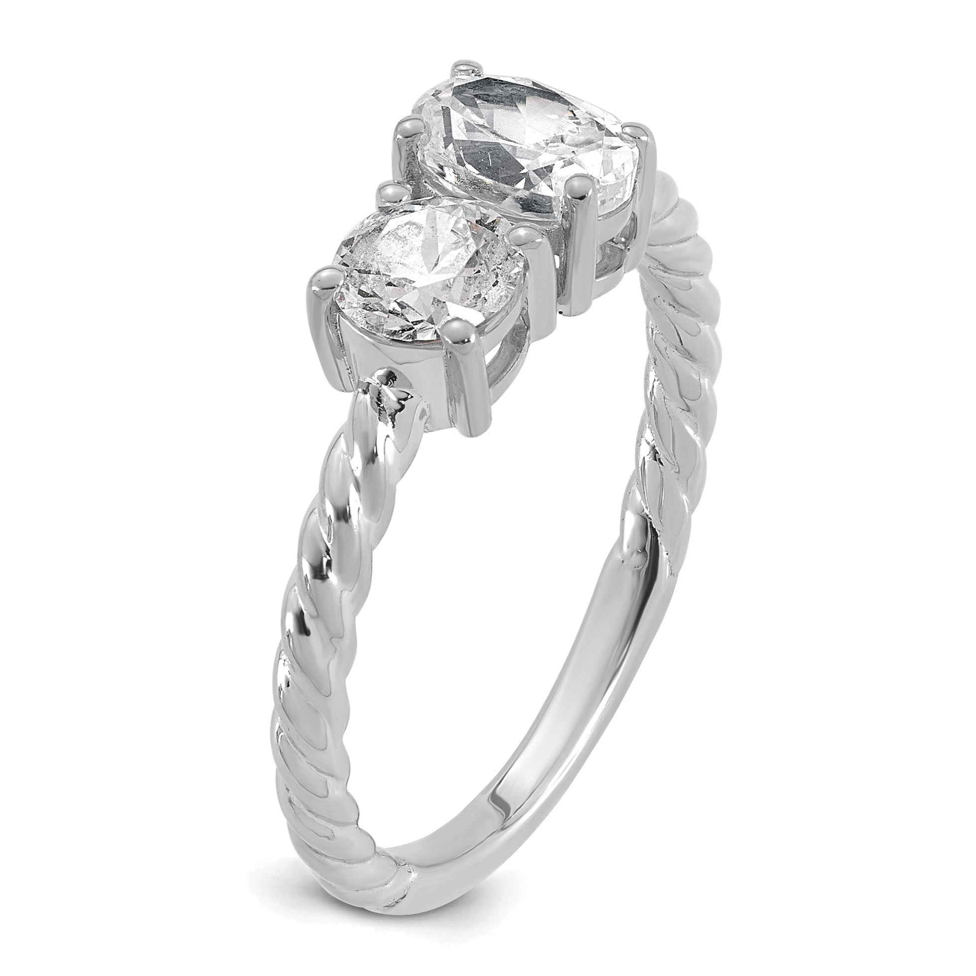 14k White Gold 1 carat Lab Grown Diamond VS+ F+ Complete Two Stone Fashion Ring