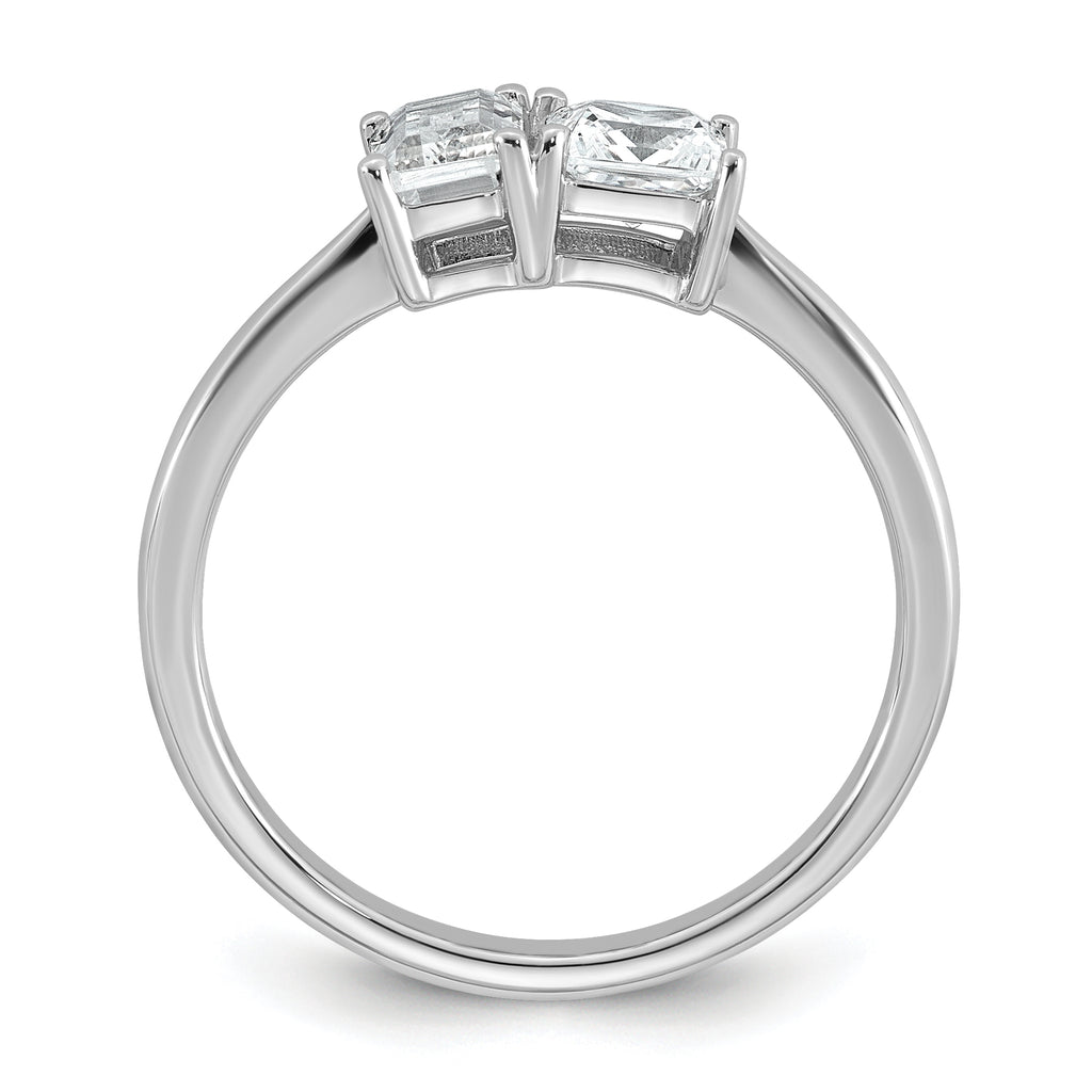 14k White Gold 1 carat Lab Grown Diamond VS+ F+ Complete Two Stone Fashion Ring