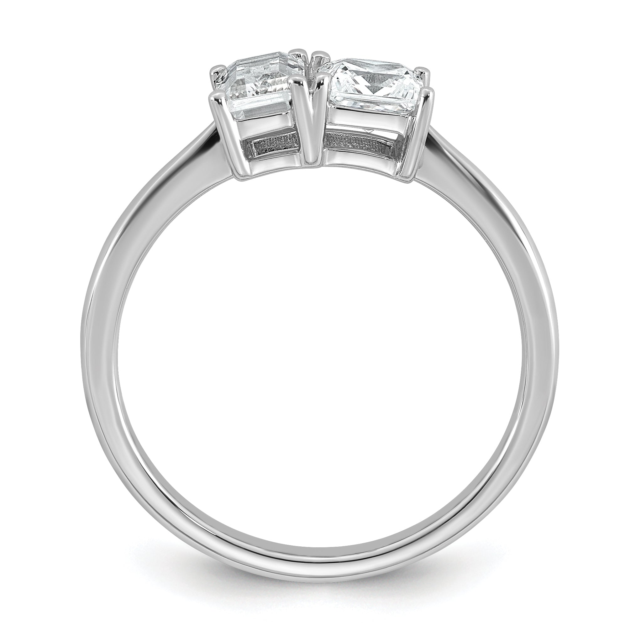 14k White Gold 1 carat Lab Grown Diamond VS+ F+ Complete Two Stone Fashion Ring