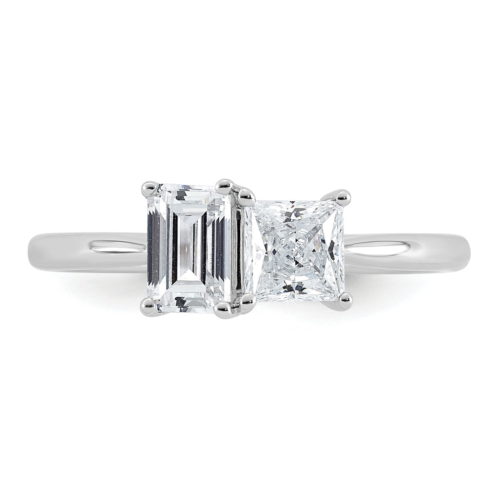 14k White Gold 1 carat Lab Grown Diamond VS+ F+ Complete Two Stone Fashion Ring