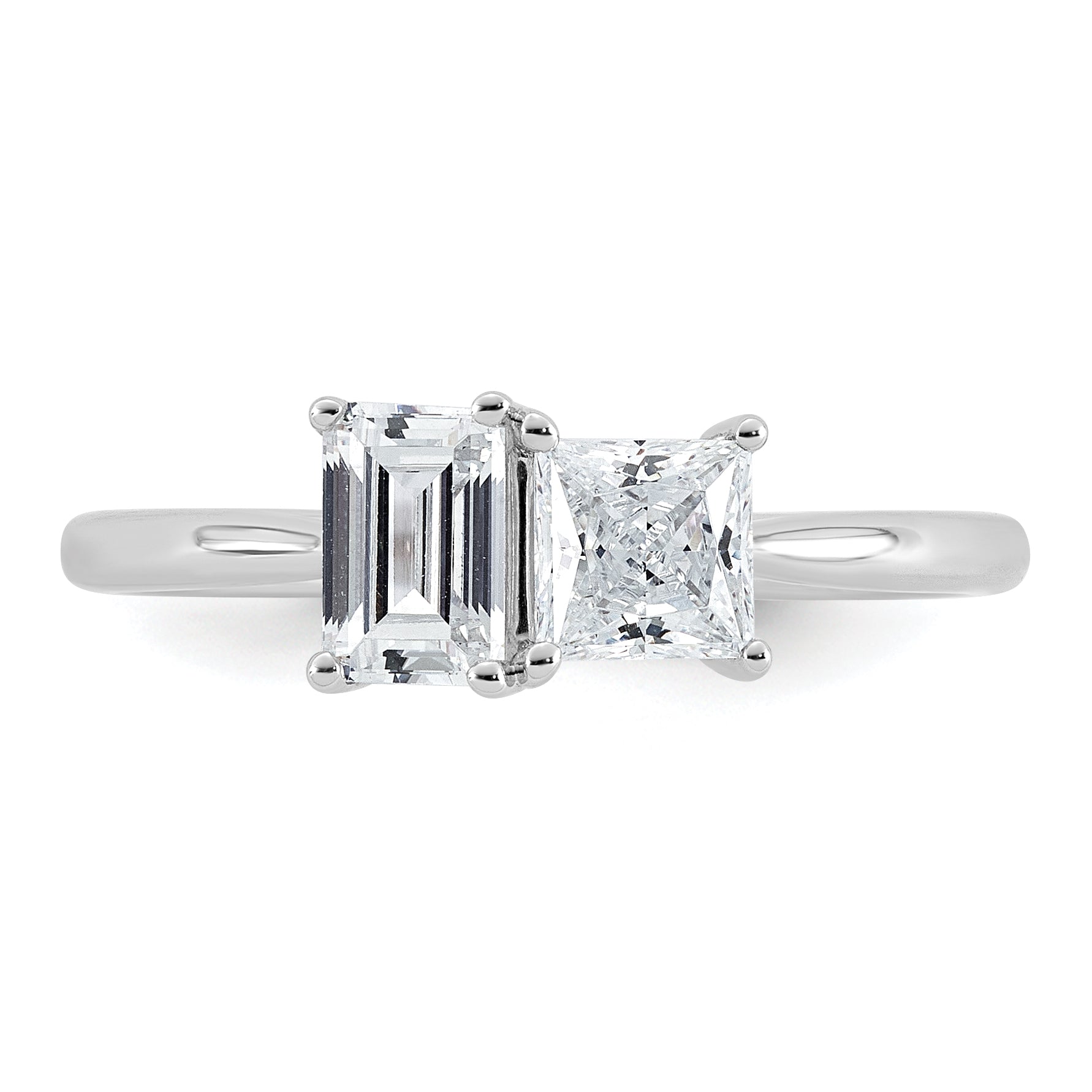 14k White Gold 1 carat Lab Grown Diamond VS+ F+ Complete Two Stone Fashion Ring