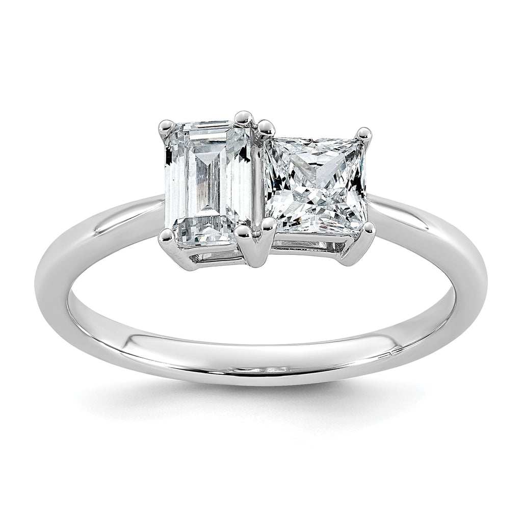 14k White Gold 1 carat Lab Grown Diamond VS+ F+ Complete Two Stone Fashion Ring