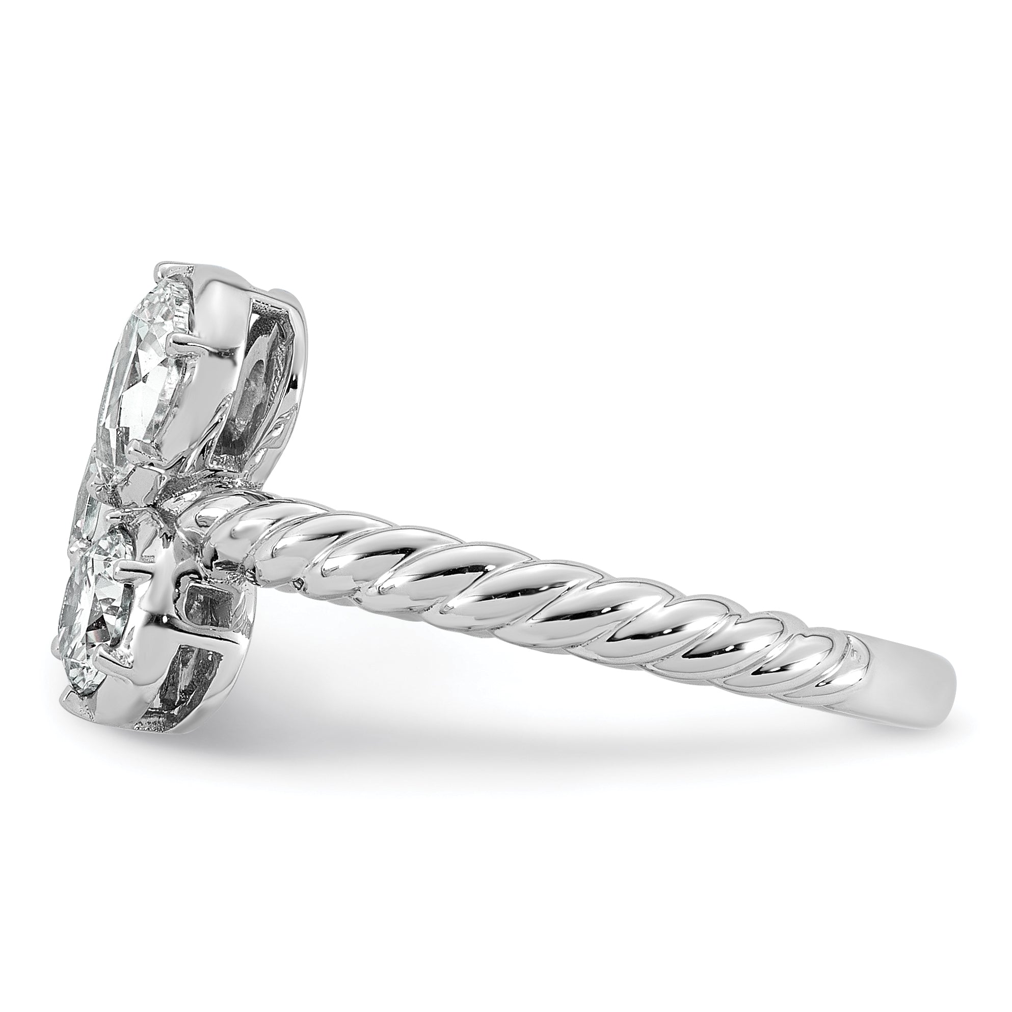 14k White Gold 1 carat Lab Grown Diamond VS+ F+ Complete Three Stone Fashion Ring