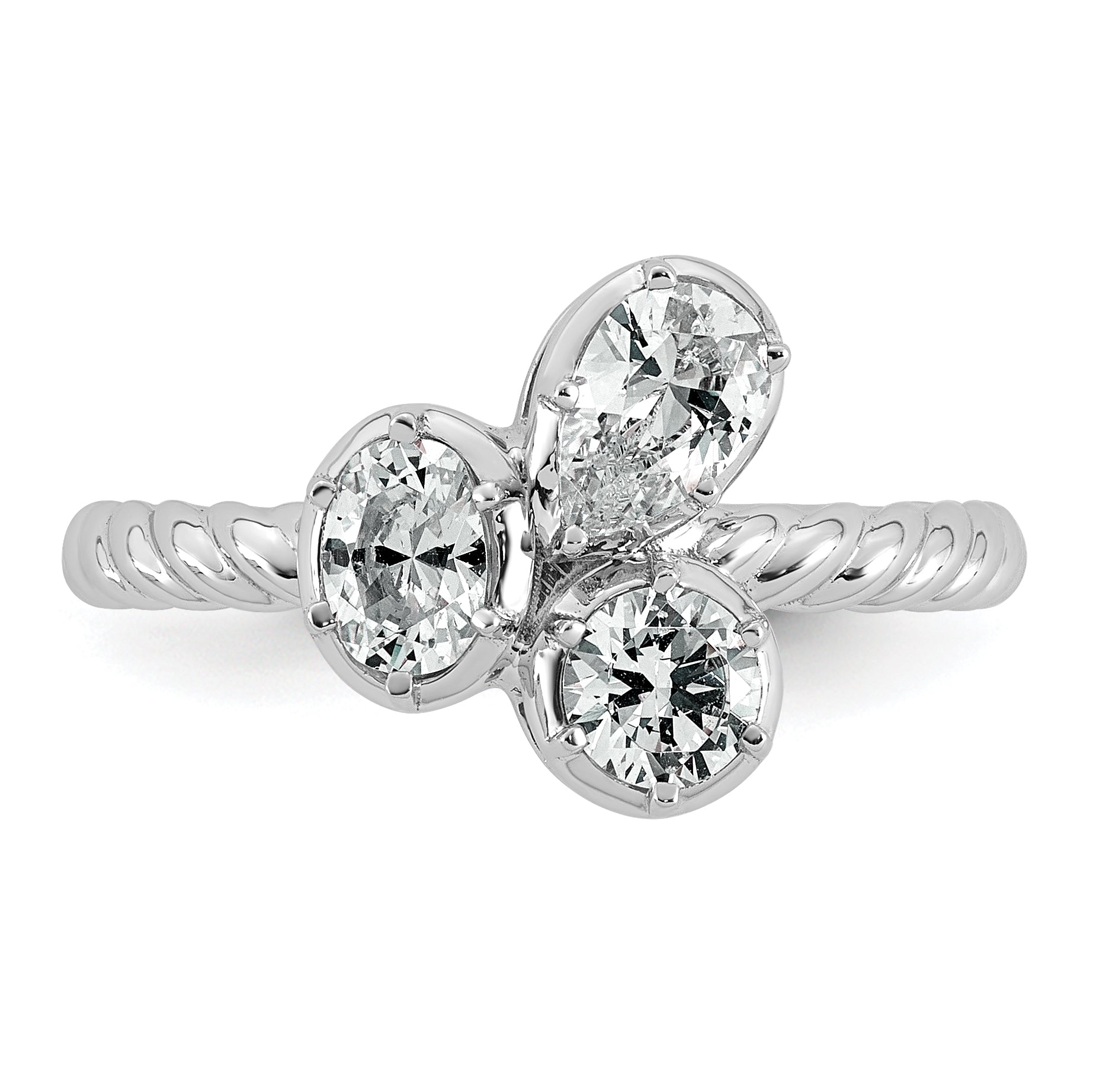 14k White Gold 1 carat Lab Grown Diamond VS+ F+ Complete Three Stone Fashion Ring
