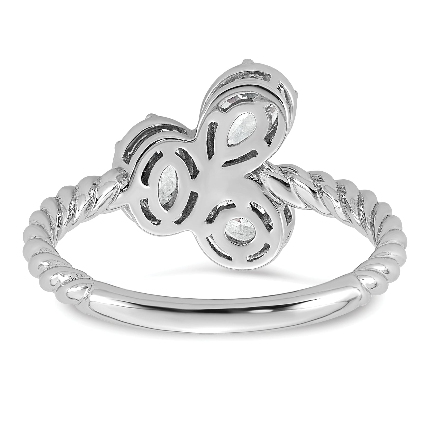 14k White Gold 1 carat Lab Grown Diamond VS+ F+ Complete Three Stone Fashion Ring