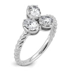 14k White Gold 1 carat Lab Grown Diamond VS+ F+ Complete Three Stone Fashion Ring