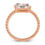 14k Rose Gold 1 carat Lab Grown Diamond VS+ F+ Complete Three Stone Fashion Ring