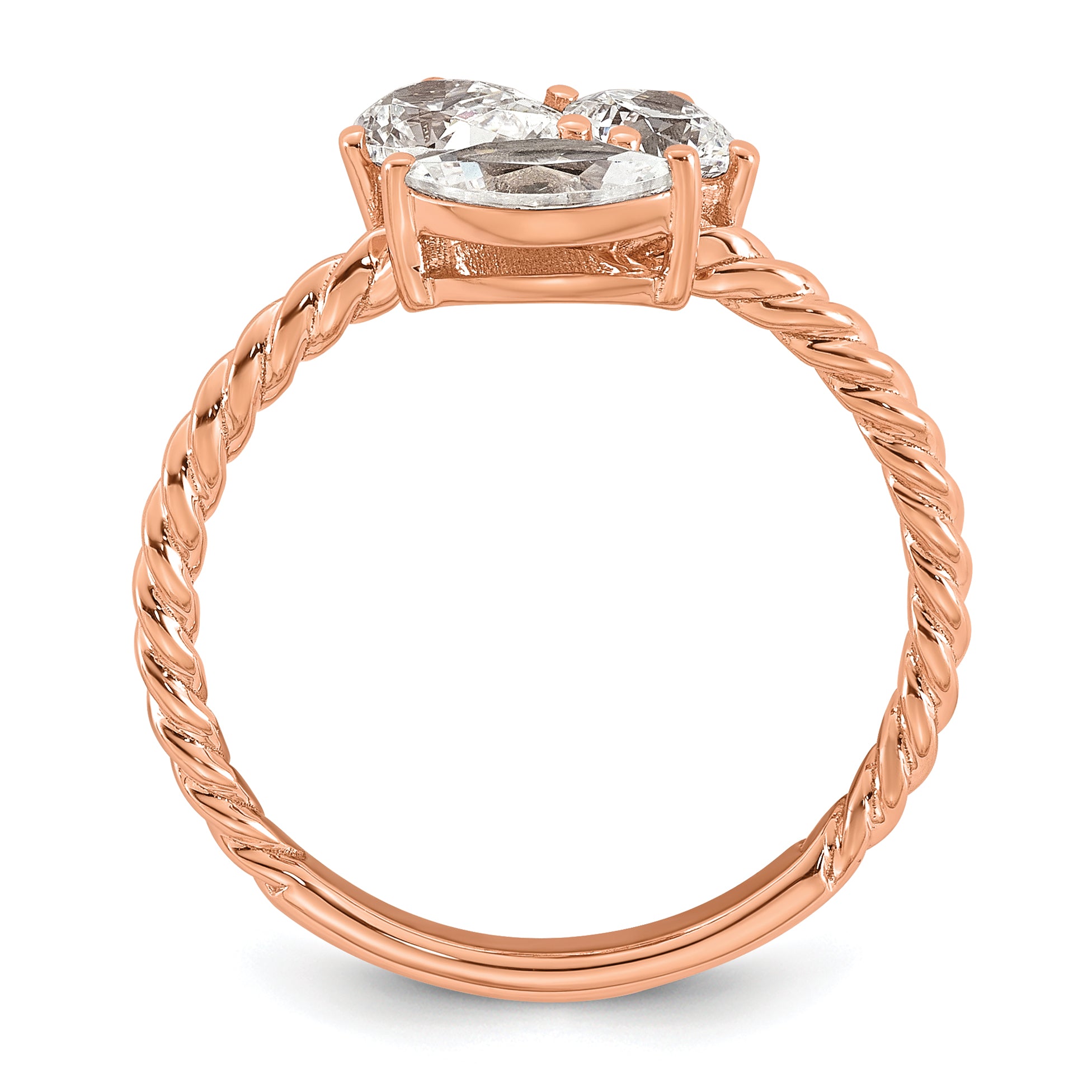 14k Rose Gold 1 carat Lab Grown Diamond VS+ F+ Complete Three Stone Fashion Ring