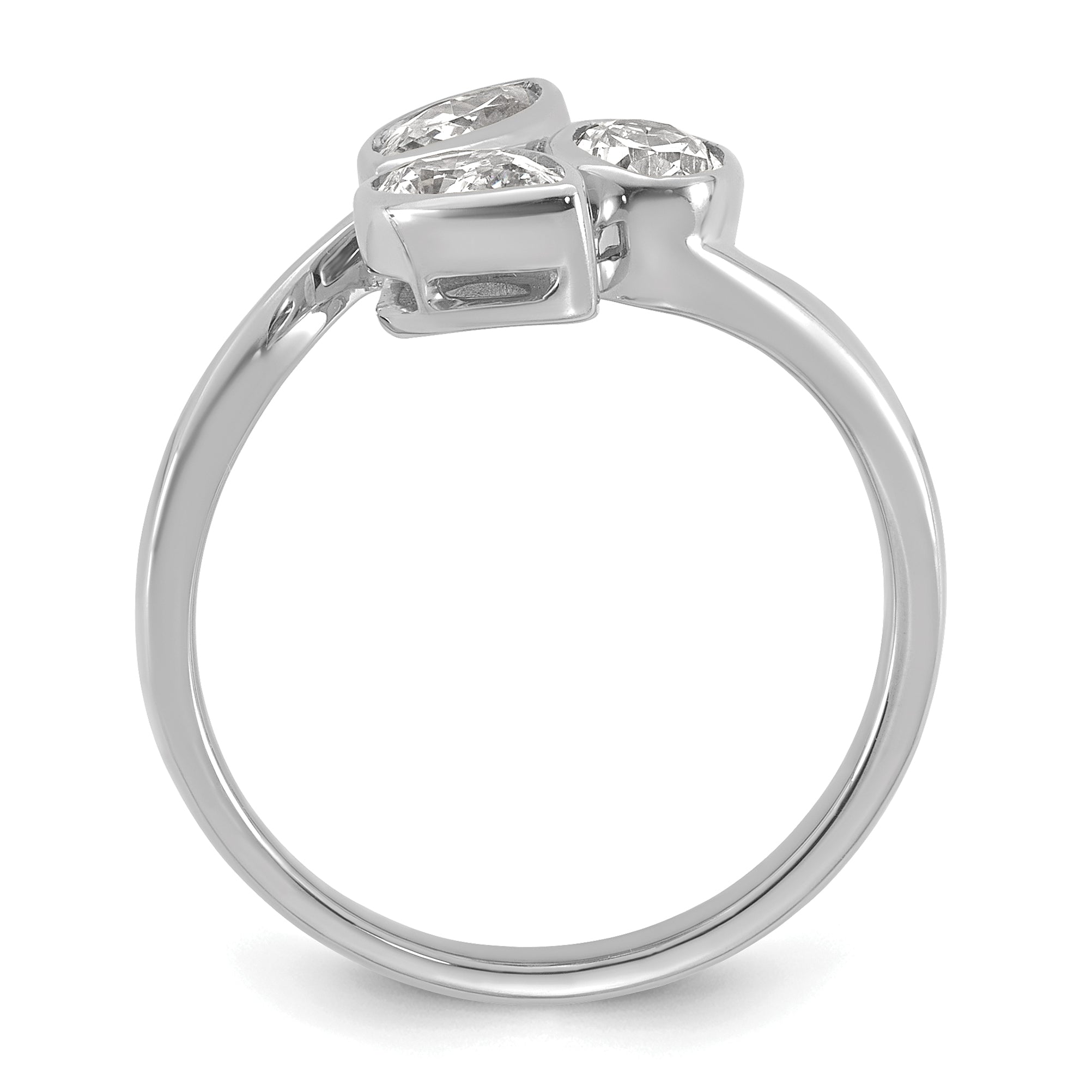14k White Gold 1 carat Lab Grown Diamond VS+ F+ Complete Three Stone Fashion Ring Secondary image